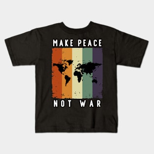 Make Peace Not War World Map Kids T-Shirt